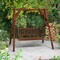 Wooden Outdoor Porch Swing with Slatted Backrest and Ergonomic Curved Seat